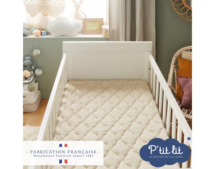 P'TIT LIT Matelas B�b� Authentique - Lin d'Origine V�g�tale - R�versible et D�houssable - 12 cm (5)