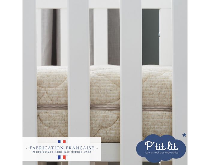 P'TIT LIT Matelas B�b� Authentique - Lin d'Origine V�g�tale - R�versible et D�houssable - 12 cm (6)