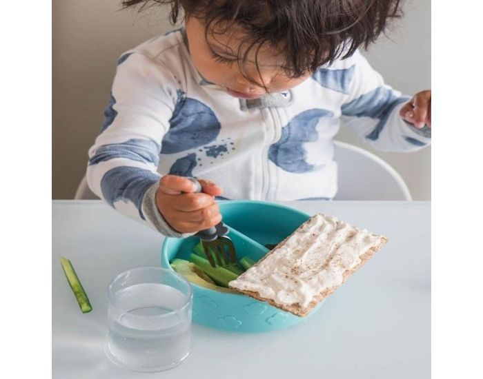 GRABEASE Set de 3 Couverts d'Apprentissage Ergonomiques - Gris  (1)