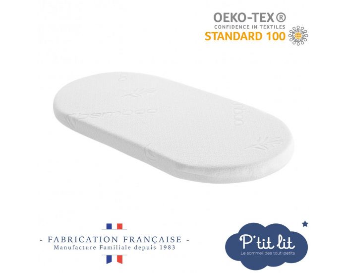 P'TIT LIT Matelas de Couffin Bamboo - R�versible - 72x32 cm - 4 cm (3)