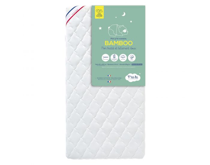 P'TIT LIT Matelas B�b� Bamboo - R�versible et D�houssable - 12 cm (1)