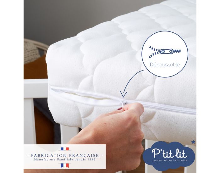 P'TIT LIT Matelas B�b� Bamboo - R�versible et D�houssable - 12 cm (4)