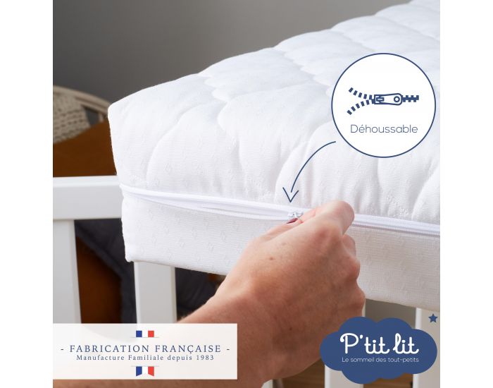 P'TIT LIT Matelas B�b� Climatis� - R�versible et D�houssable - 10 cm (4)