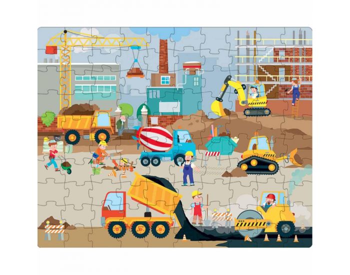 SASSI JUNIOR Puzzle & Livre - Les V�hicules du Chantier - D�s 3 ans  (1)