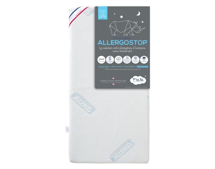 P'TIT LIT Matelas B�b� Allergostop� - R�versible et D�houssable - 12 cm (1)