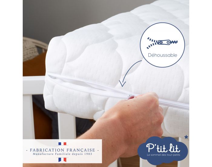 P'TIT LIT Matelas B�b� Croissance �volutif - R�versible et D�houssable - 12 cm (4)