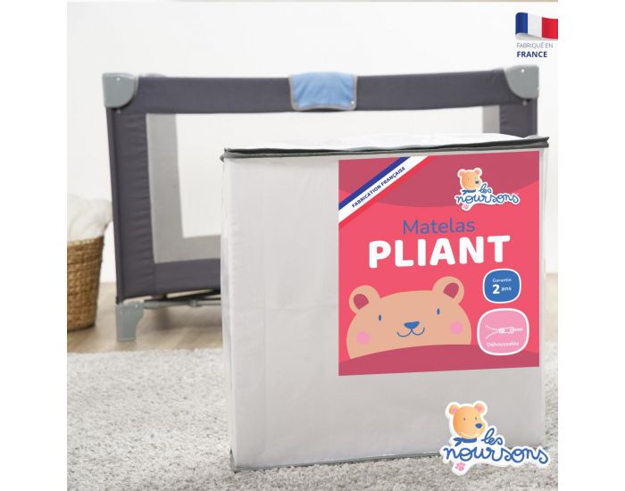 LES NOURSONS Matelas B�b� de Voyage - Pliant et D�houssable - 60x120cm - 4 cm (1)