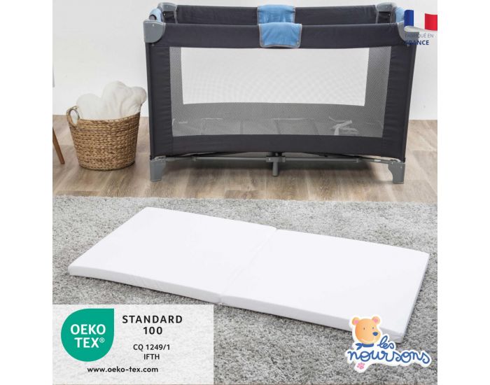 LES NOURSONS Matelas B�b� de Voyage - Pliant et D�houssable - 60x120cm - 4 cm (2)