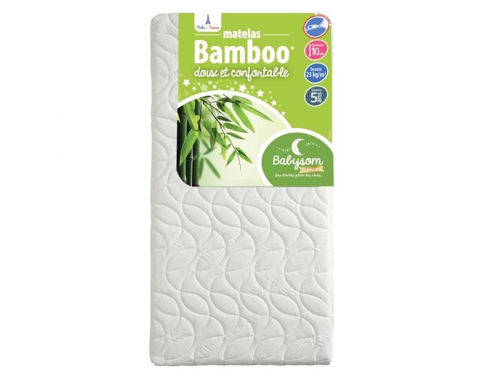 BABYSOM Matelas B�b� Bamboo - R�versible et D�houssable - 10 cm (1)