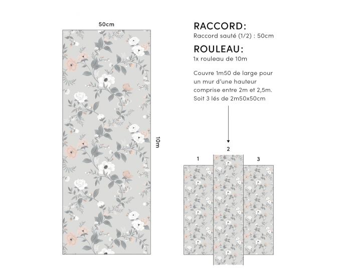 LILIPINSO Papier Peint - Grace - Rosier - Gris  Rouleau 10 m (3)