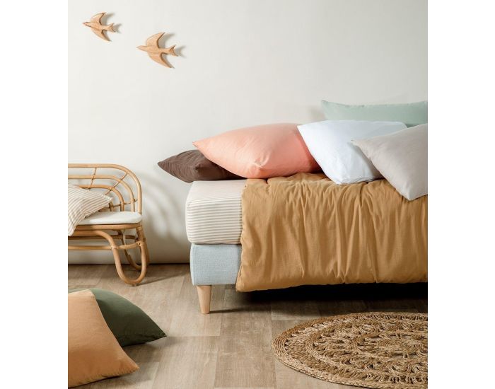 KADOLIS Drap Housse Enfant - Satin de Coton Bio Lav� - Lit 1 Personne - Lin 90 x 190 cm (4)