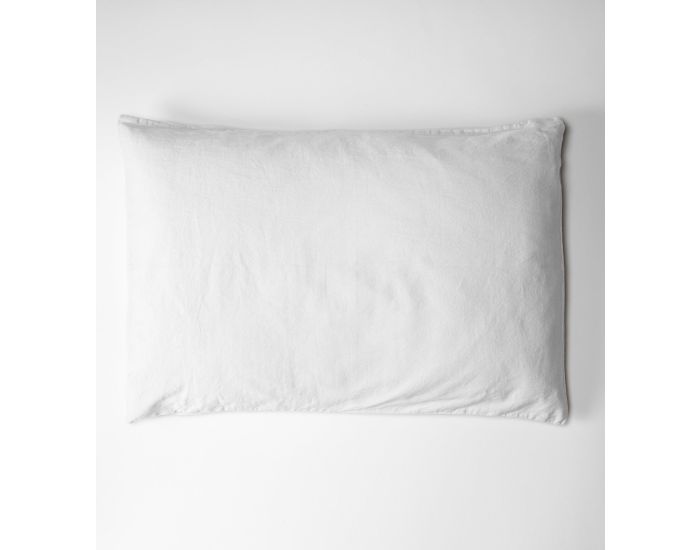 KADOLIS Taie d'Oreiller - Satin de Coton Bio Lav� -  Blanc Craie (1)