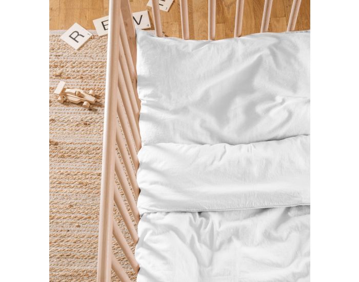 KADOLIS Taie d'Oreiller - Satin de Coton Bio Lav� -  Blanc Craie (2)