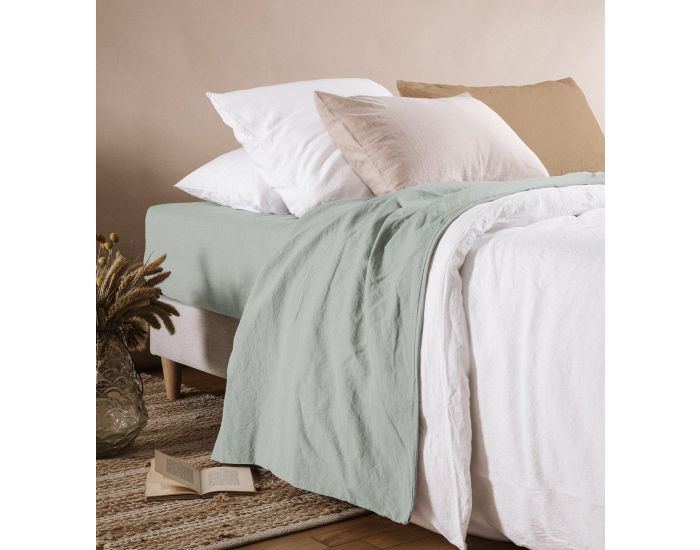 KADOLIS Taie d'Oreiller - Satin de Coton Bio Lav� -  Blanc Craie (3)