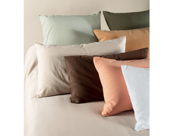 KADOLIS Taie d'Oreiller - Satin de Coton Bio Lav� -  Blanc Craie (4)