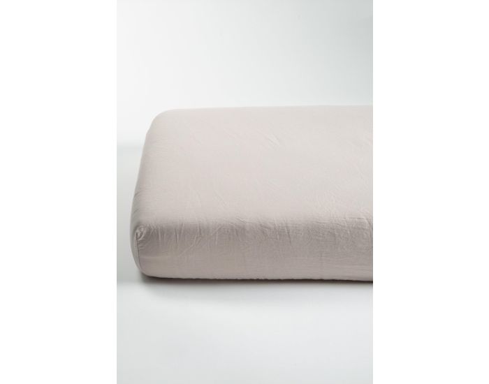 KADOLIS Drap Housse Adulte - Satin de Coton Bio Lav� - Lin (1)