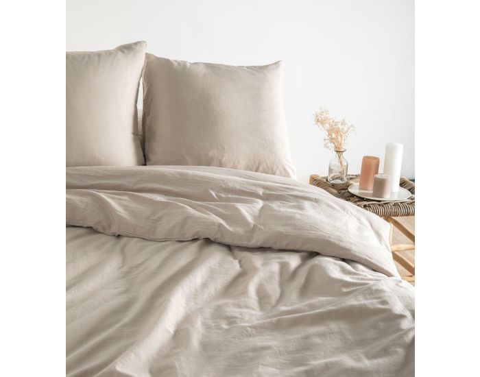 KADOLIS Drap Housse Adulte - Satin de Coton Bio Lav� - Lin (3)