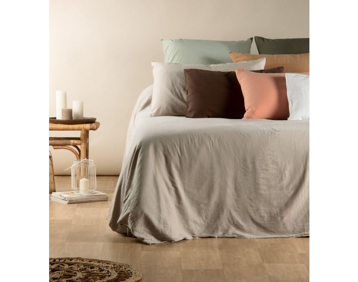 KADOLIS Drap Housse Adulte - Satin de Coton Bio Lav� - Lin (4)