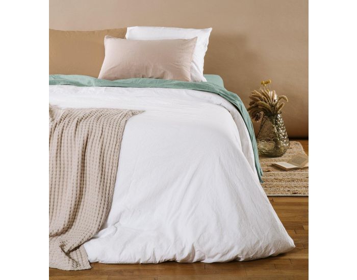 KADOLIS Drap Housse Adulte - Satin de Coton Bio Lav� - Lin (6)