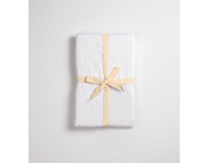 KADOLIS Drap Housse Adulte - Satin de Coton Bio Lav� - Blanc Craie (5)