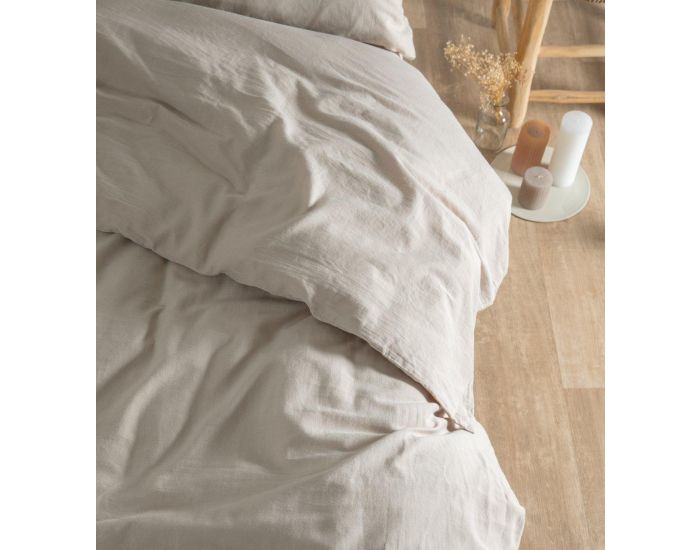 KADOLIS Housse de Couette Adulte - Satin de Coton Bio Lav� - Lin (3)