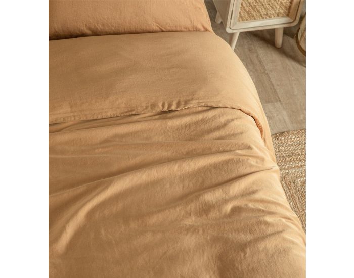 KADOLIS Housse de Couette Adulte - Satin de Coton Bio Lav� -  Ambre (3)