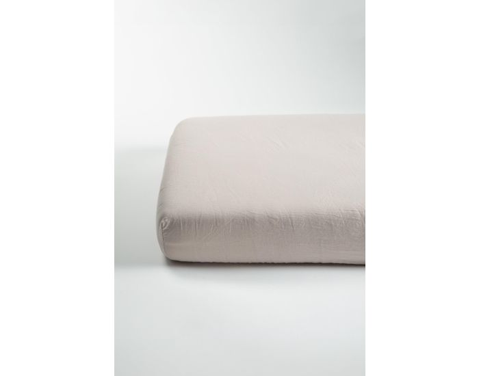 KADOLIS Drap Housse B�b� - Satin de Coton Bio Lav� - Lin (1)