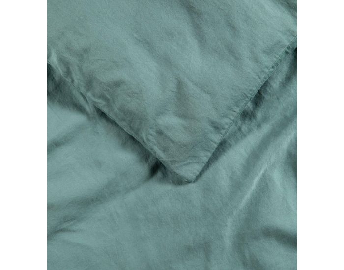 KADOLIS Housse de Couette Adulte - Unie - en Coton Bio - 80 Fils - Eucalyptus (3)
