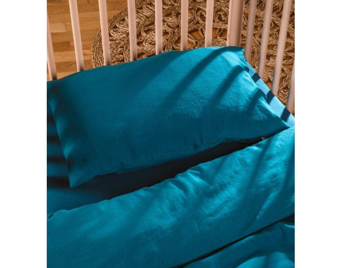 KADOLIS Taie d'Oreiller - 100% Coton Bio - 80 Fils - Bleu Nuit (2)