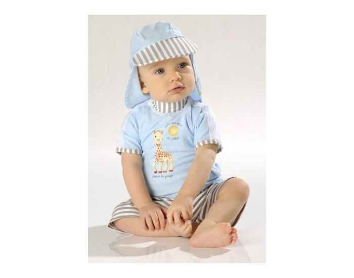 MAYOPARASOL Sophie la girafe Tshirt top anti UV manches courtes Bleu (1)