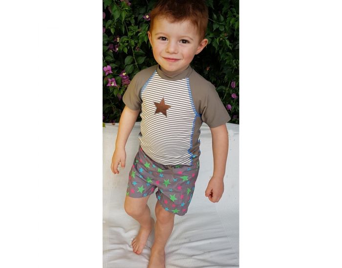 MAYOPARASOL Short Polyester anti-uv - Etoile Marron (2)