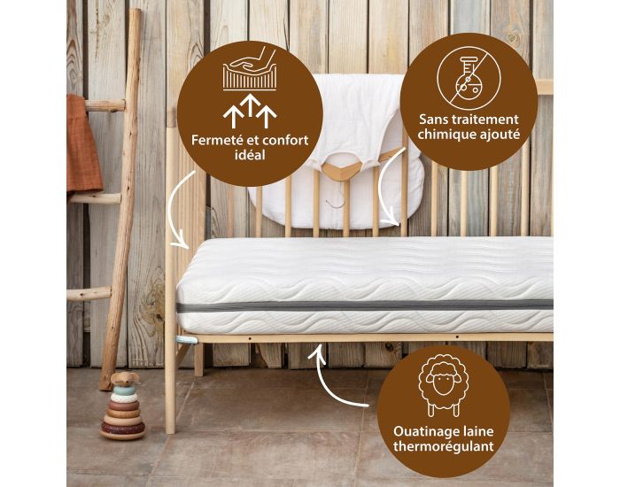 KADOLIS Matelas Bb - Cocolatex - Version Laine Biologique (1)