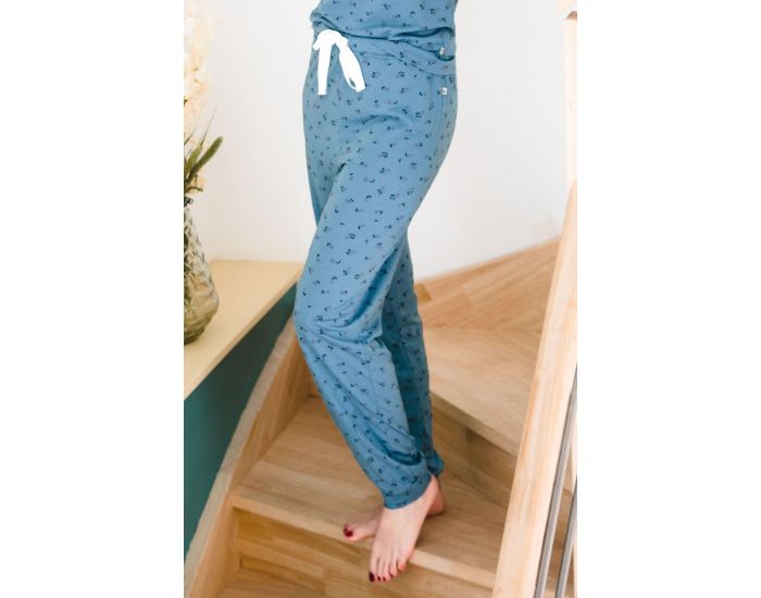 KADOLIS Pantalon de Pyjama -  Femme -  en Coton Bio et TENCEL -  Sonora - Chambray XS (1)