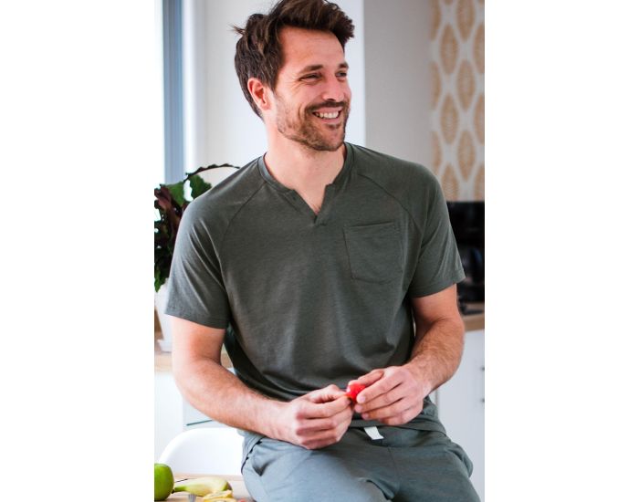 KADOLIS Haut de Pyjama -  Homme  - en Coton Bio et TENCEL -  Sonora -  Gris (1)