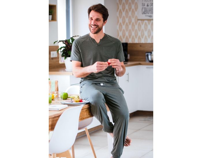 KADOLIS Haut de Pyjama -  Homme  - en Coton Bio et TENCEL -  Sonora -  Gris (2)