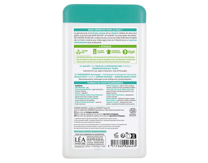 SO'BIO ETIC Gel Douche Rafraichissant - Criste Marine et Cdrat - 450 ml (1)