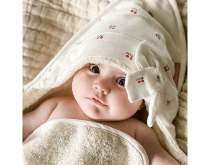 LITTLE CREVETTE Cape de Bain B�b� - Cerise  (1)