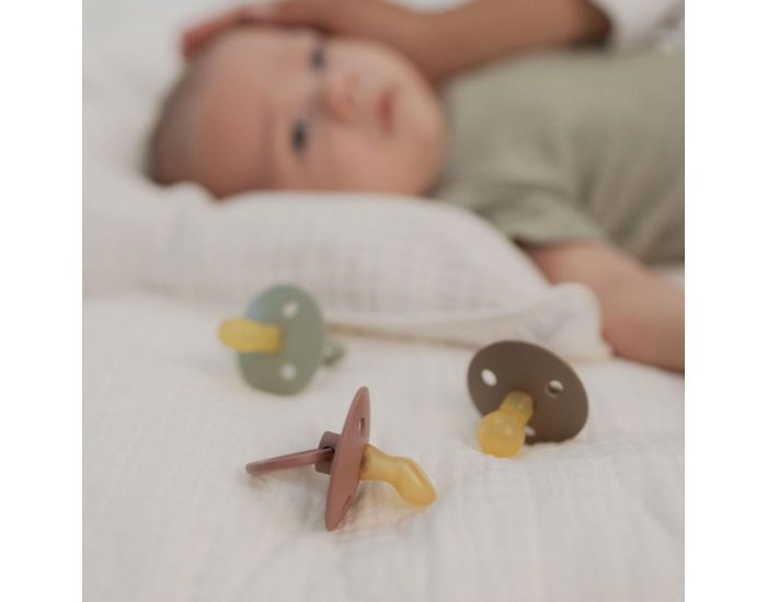 BIBS Lot de 2 Sucettes Caoutchouc - T�tines Anatomique - Naturel Colour - Sauge Kaki - Taille 2 (1)