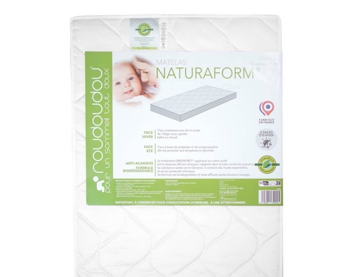 SEVIRA KIDS Matelas B�b� D�houssable Double Face - Naturaform - Blanc Tissu 100% polyester trait� anti-acariens et antibact�rien (3)