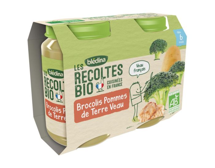 BLEDINA  Les R�coltes Bio - 12 Petits Pots Brocolis, Pommes de Terre, Veau - 6x(2x200g) - D�s 6 Mois (2)