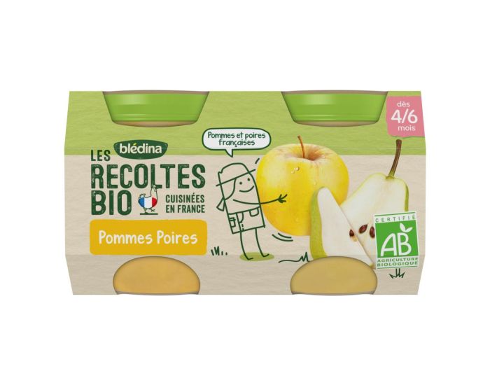 BLEDINA Les R�coltes Bio - 24 Petits Pots - Pommes, Poires 12x(2x130g) - D�s 4/6 Mois (1)