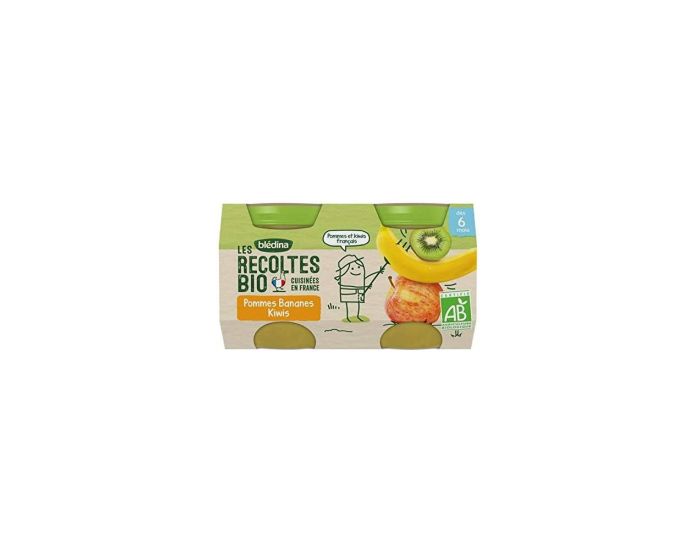 BLEDINA Les R�coltes Bio - 24 Petits Pots - Pommes, Bananes, Kiwis 12 x( 2 x 130 g) - D�s 6 Mois (1)