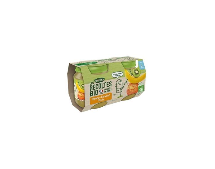 BLEDINA Les R�coltes Bio - 24 Petits Pots - Pommes, Bananes, Kiwis 12 x( 2 x 130 g) - D�s 6 Mois (2)
