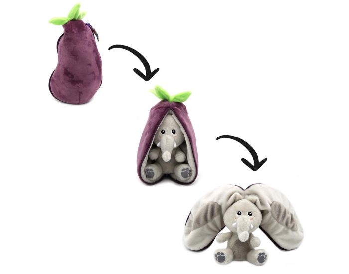 LES D�GLINGOS Peluche Flipetz - El�phant Aubergine - D�s 12 mois (1)