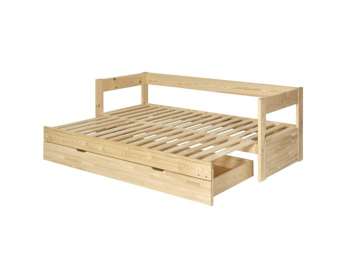 AKITEN RETAIL Lit Banquette Gigogne Extensible et Tiroir - Ravi - 80x200 cm (1)