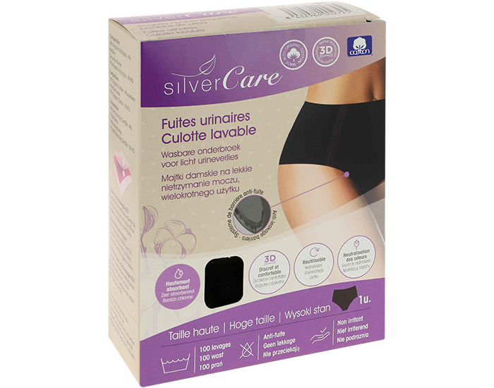 SILVERCARE Culotte Lavable pour Fuites Urinaires Taille Haute Taille S (1)