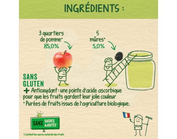 BLEDINA Les Recoltes Bio - 12x(2x130g) - Pommes M�res - D�s 6 mois (1)