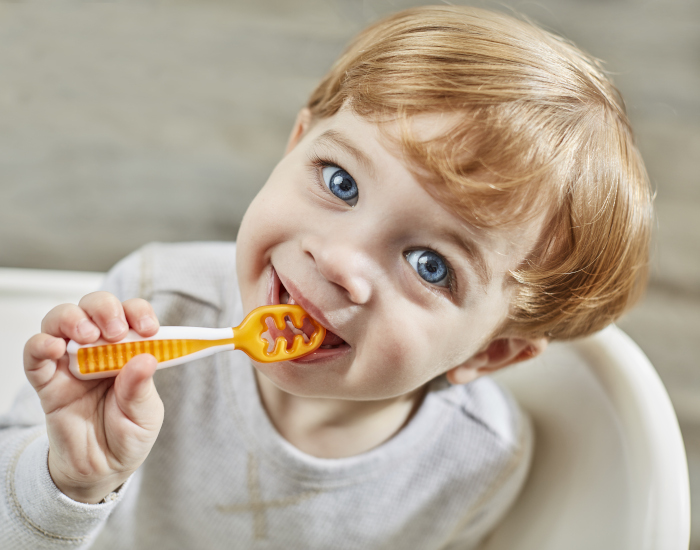 NUM NUM Lot 2 Pr-Cuillres Bleu et Orange (2)