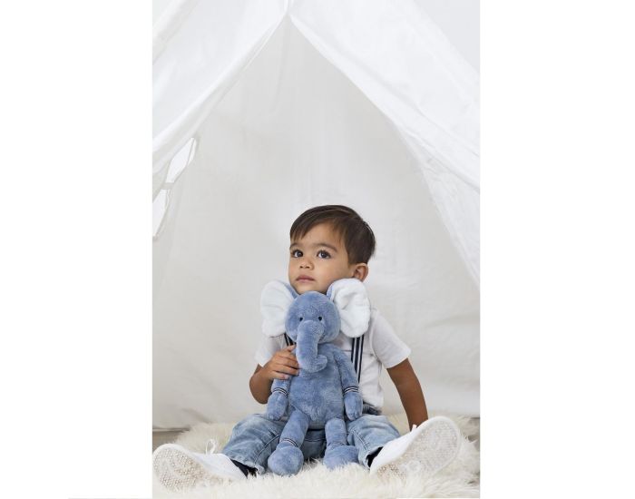 HAPPY HORSE Peluche �l�phant Bleu Emoji - 40 cm - D�s la Naissance (1)