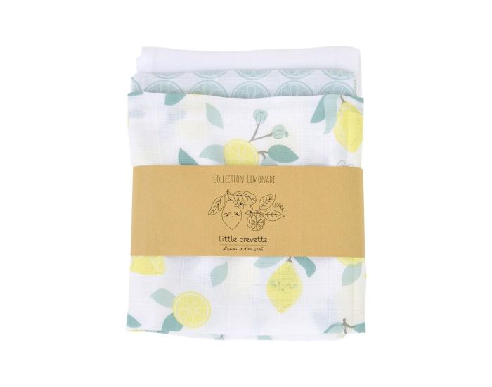 LITTLE CREVETTE Lot de 3 Langes B�b� - Limonade (1)
